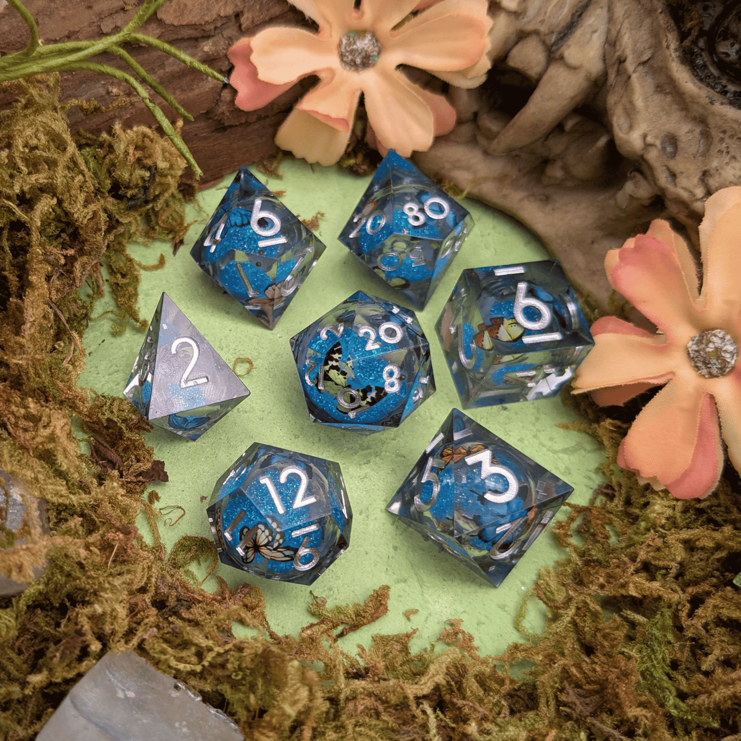 Print Butterfly Liquid Core Dice Set