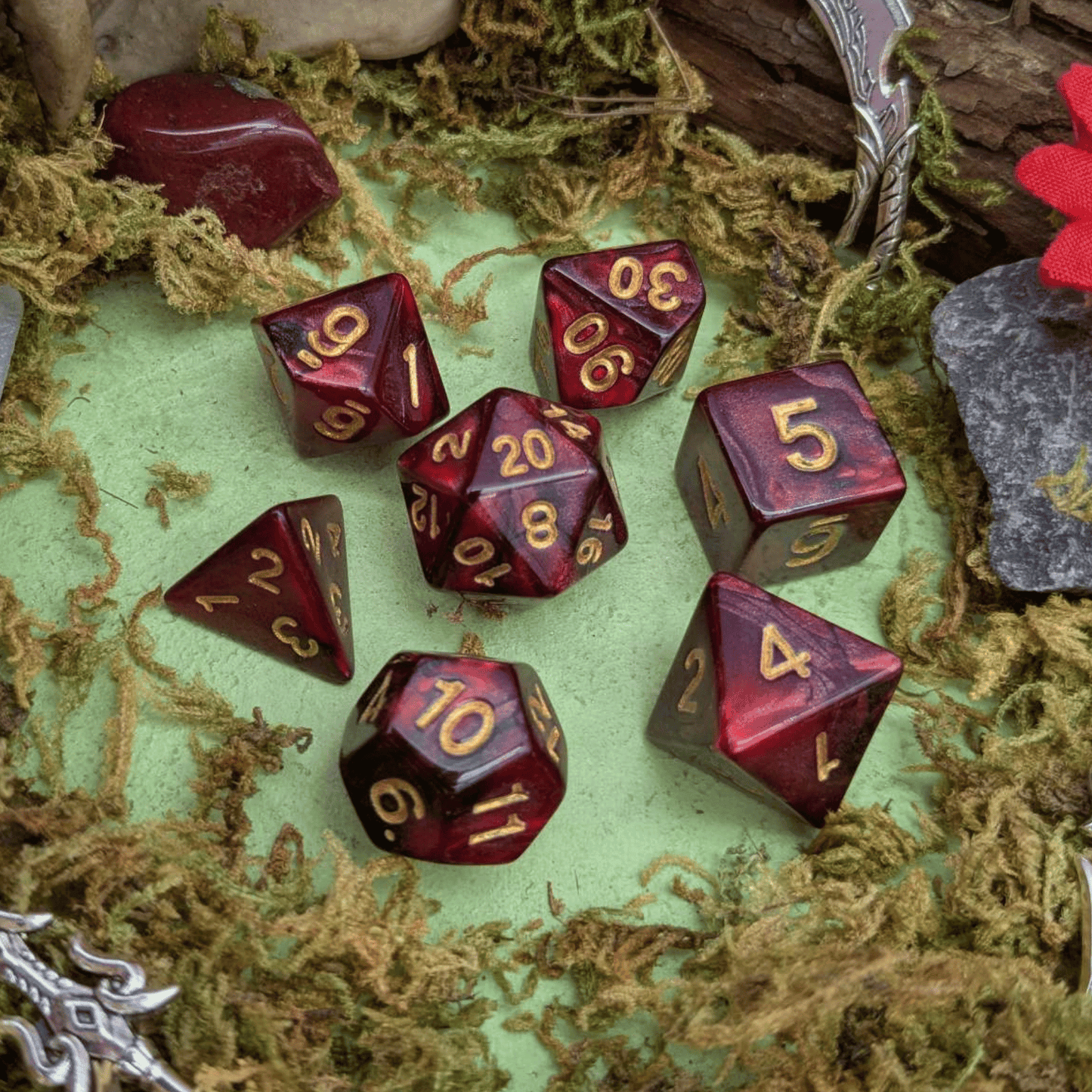 Two Tone Black Red Dice Set
