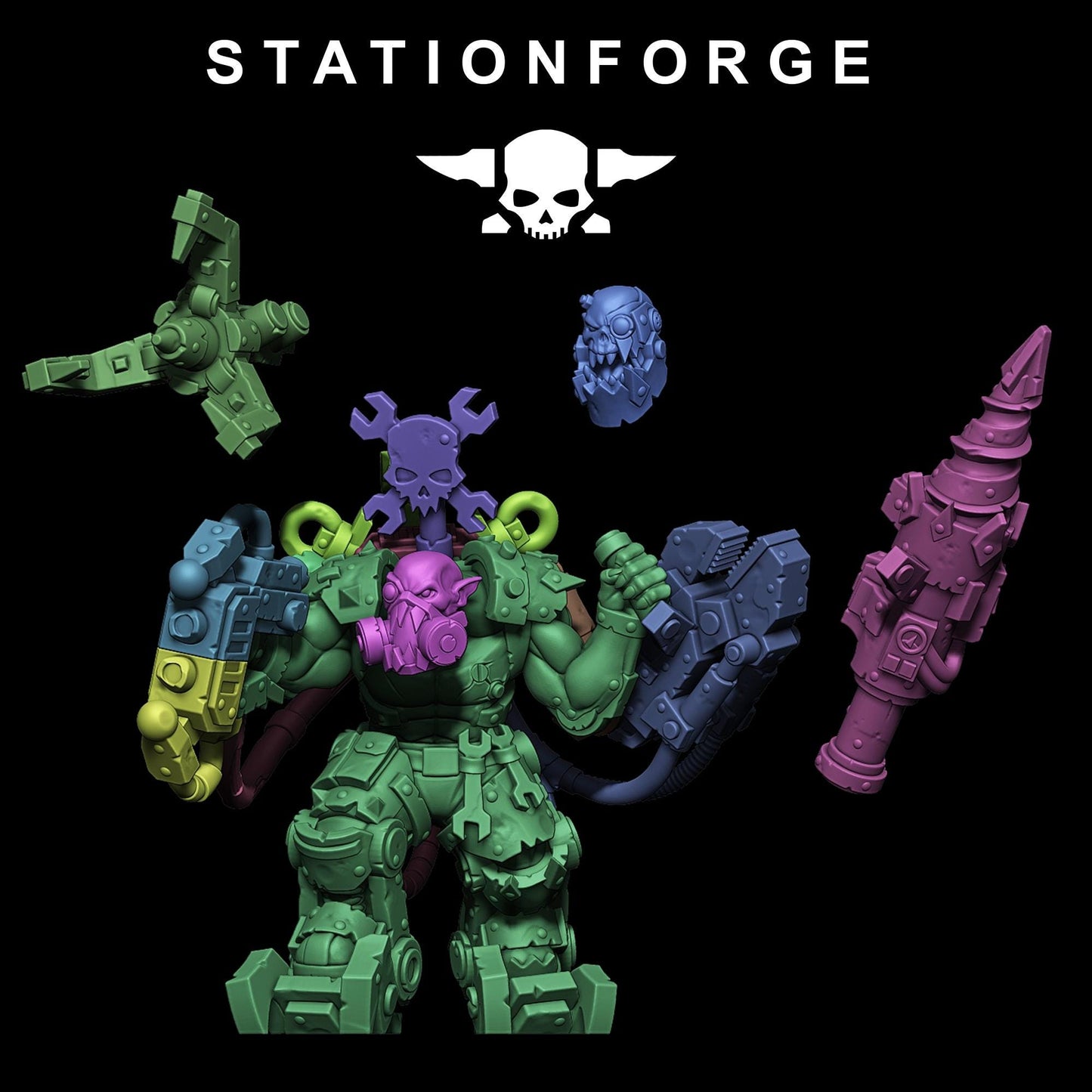 Station Forge Orkaz Ezo boss 60mm base minitures  Tabletop RPG Wargaming