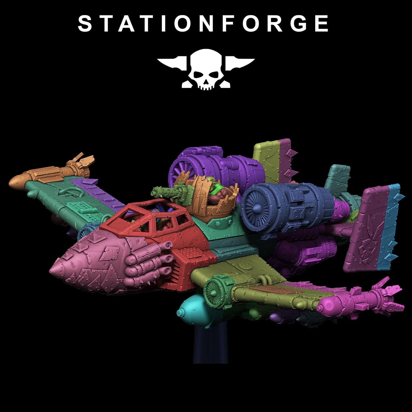 Station forge Orkaz Plane  (BIG BOY) Proxy minitures Tabletop RPG Wargaming 120mm x 90mm  base