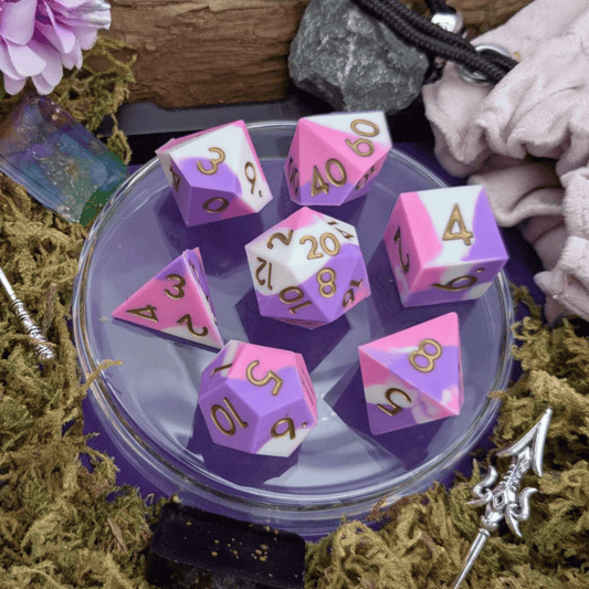 Sleep | Purple and White Silicone Dice Set