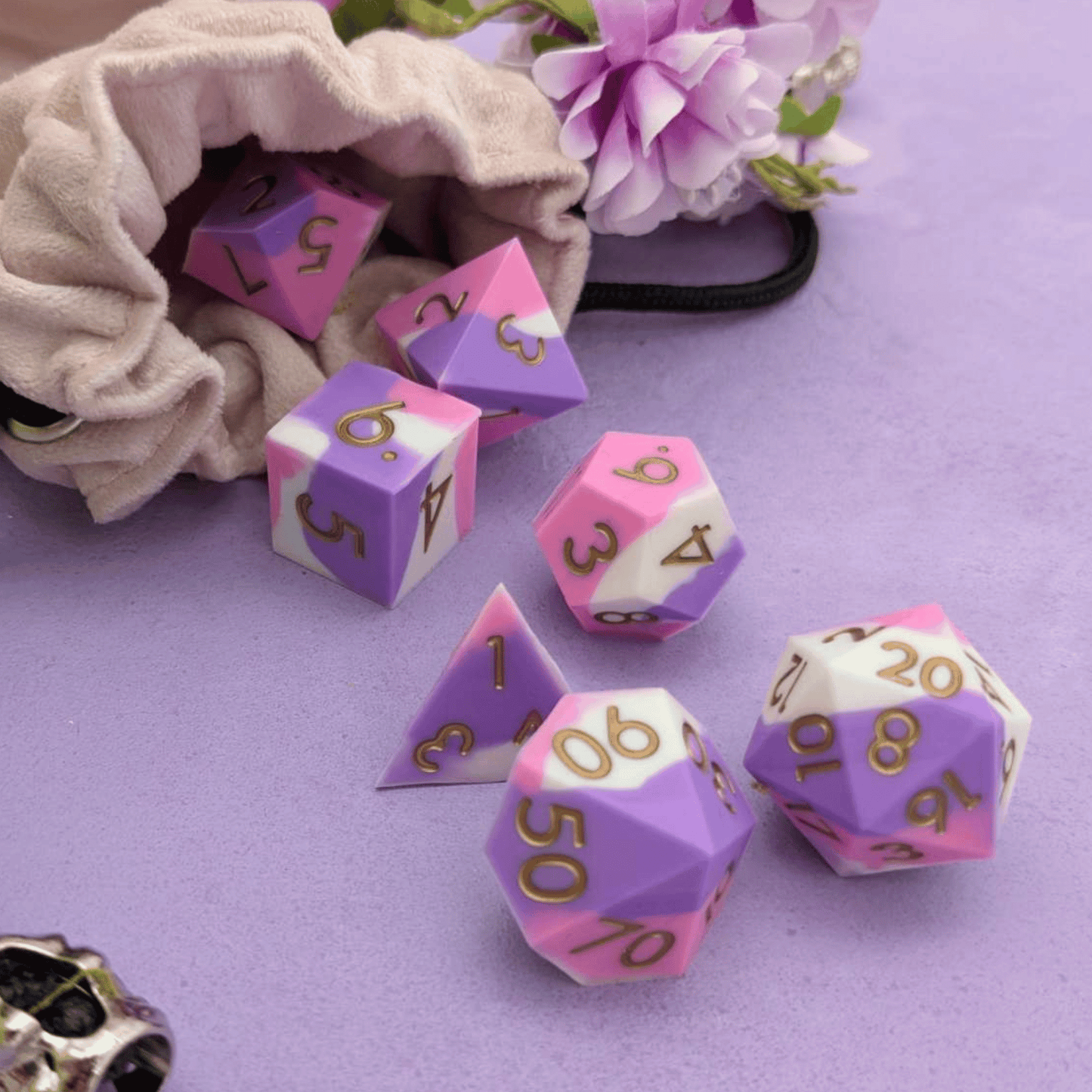 Sleep | Purple and White Silicone Dice Set