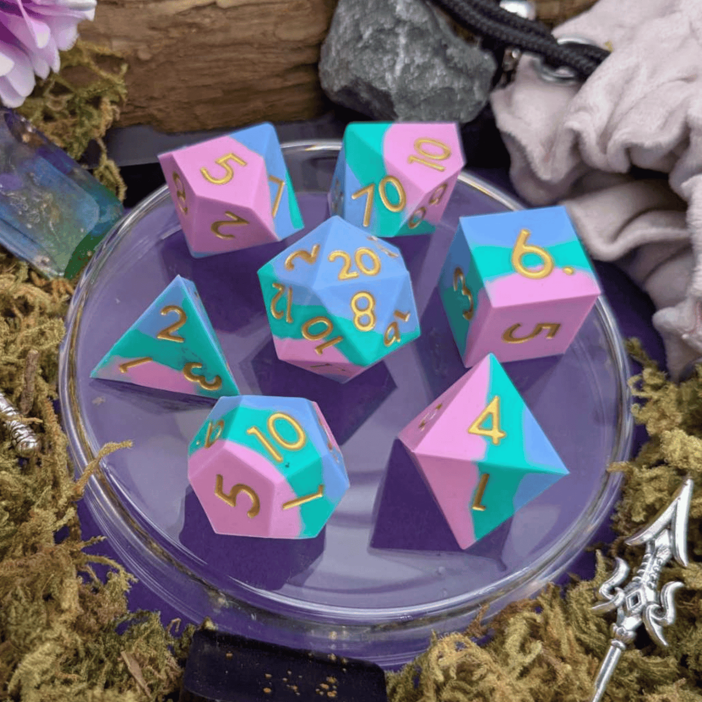 Fog Cloud | Blue and Green Silicone Dice Set