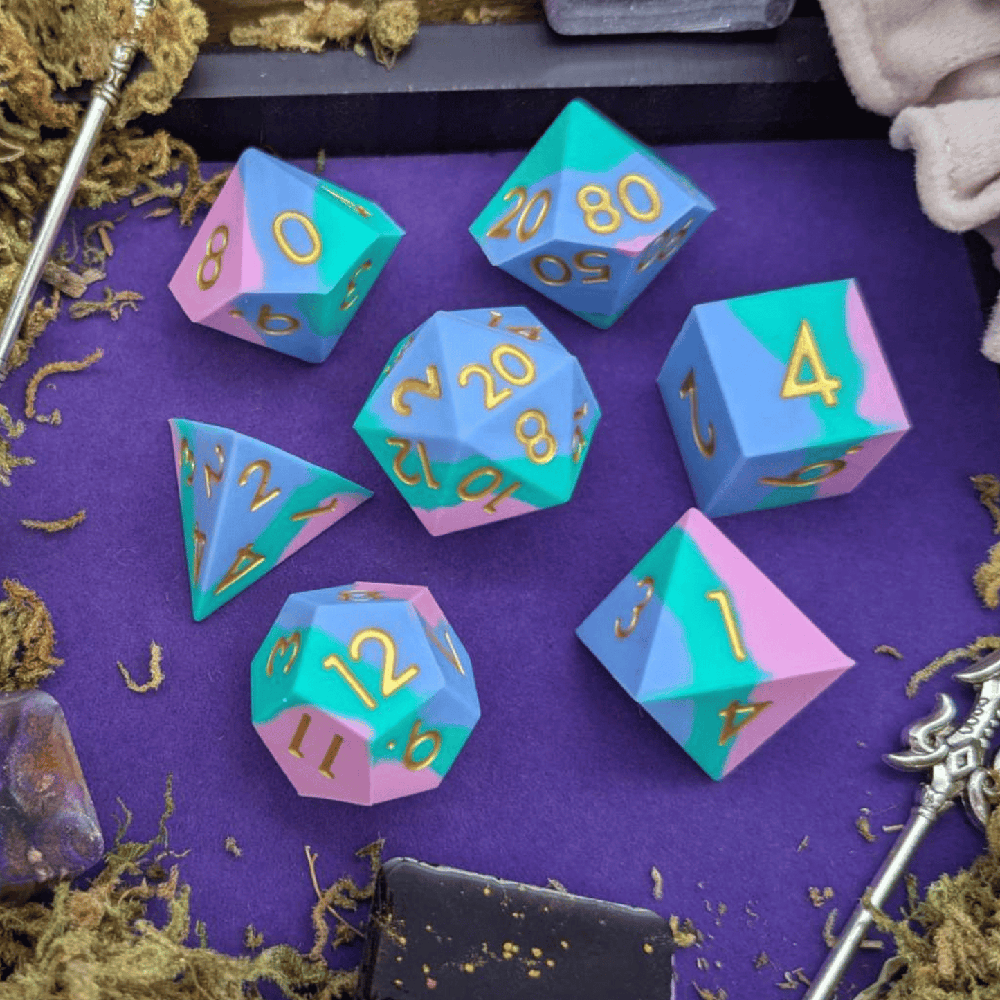 Fog Cloud | Blue and Green Silicone Dice Set