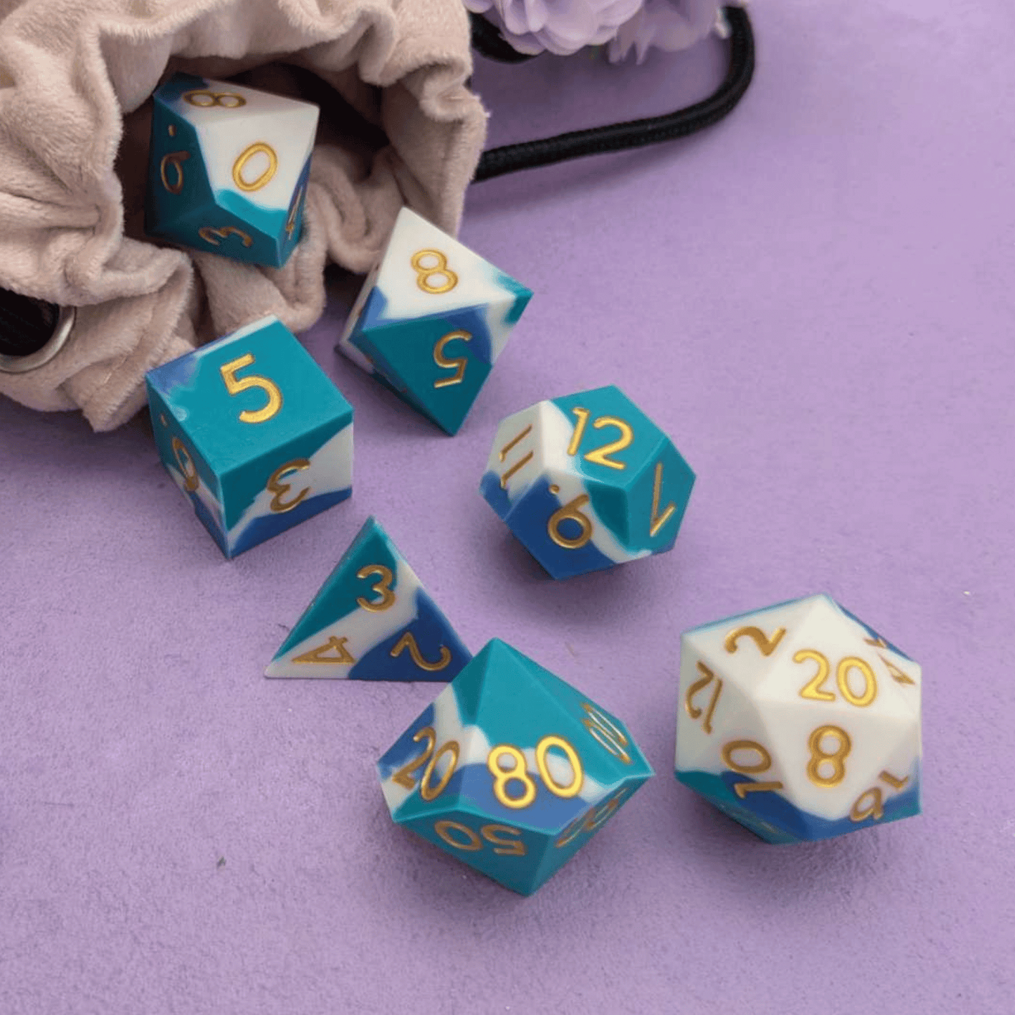 Storm Herald | Blue and White Silicone Dice Set