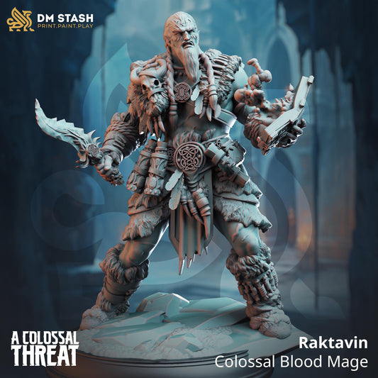 Raktavin - Colossal Blood Mage Designed by DM Stash  Proxy minitures 32mm or 75mm scale Tabletop RPG Wargaming printed in one part
