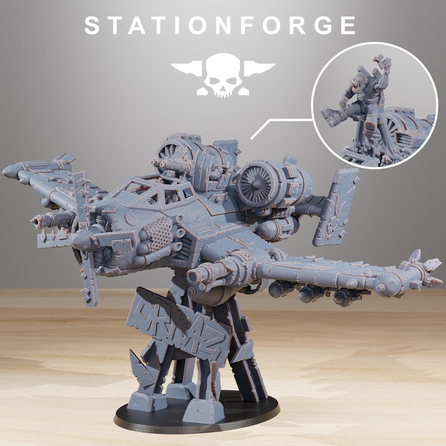 Station forge Orkaz Plane  (BIG BOY) Proxy minitures Tabletop RPG Wargaming 120mm x 90mm  base