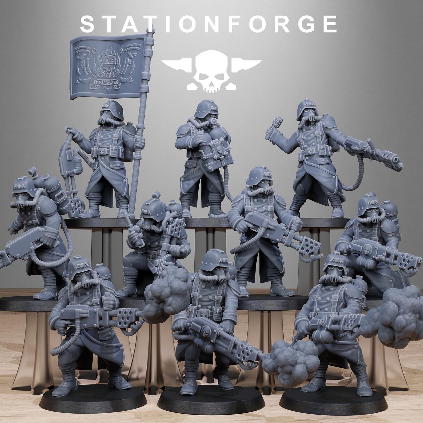 Station Forge Grimguard Flamers 3d printed proxie Wargames Minitures