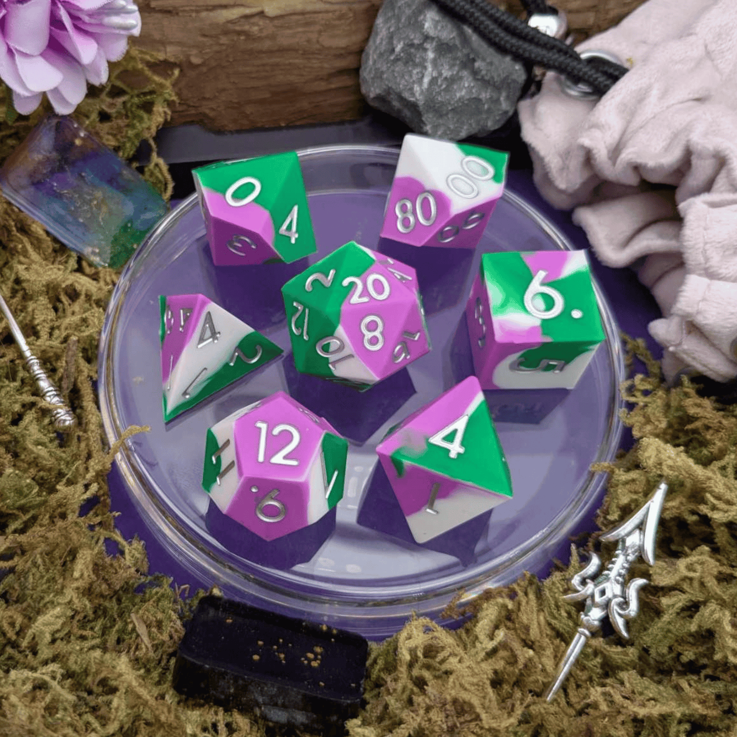 Acid Arrow | Green and Purple Silicone Dice Set
