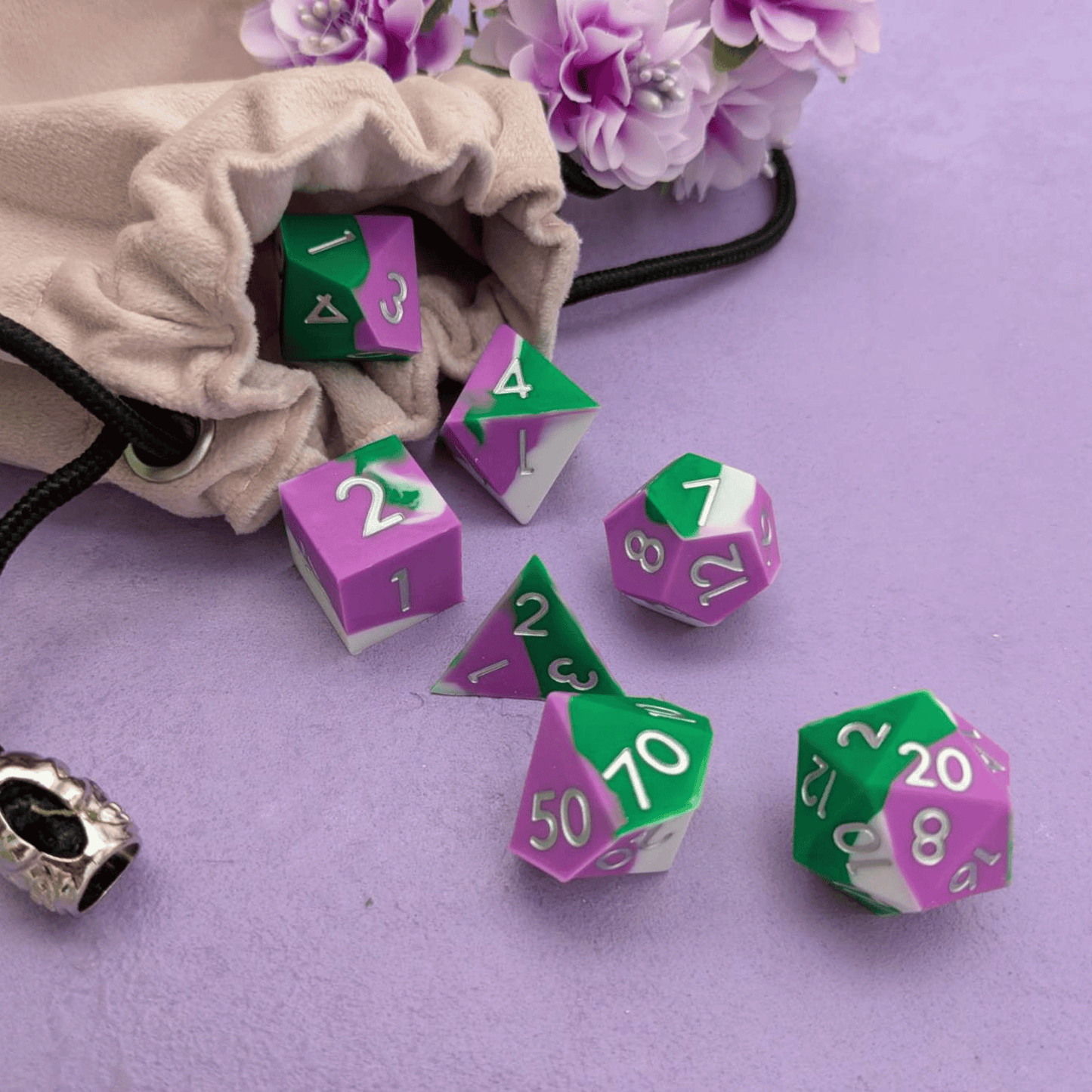 Acid Arrow | Green and Purple Silicone Dice Set