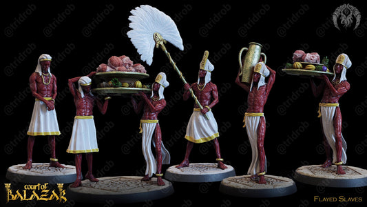 3P printed Flayed Slaves raw prints with bases proxies 25 and 40 mm bases