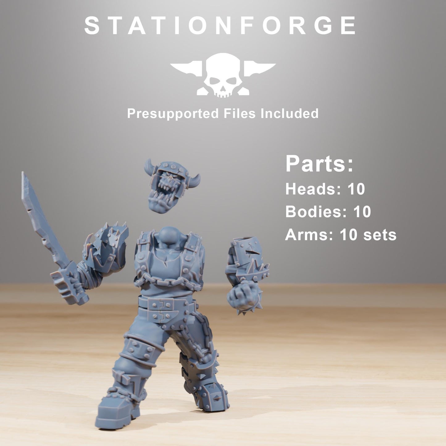 Station Forge Orkaz Berserkers 3d printed proxie Wargames minitures rpg