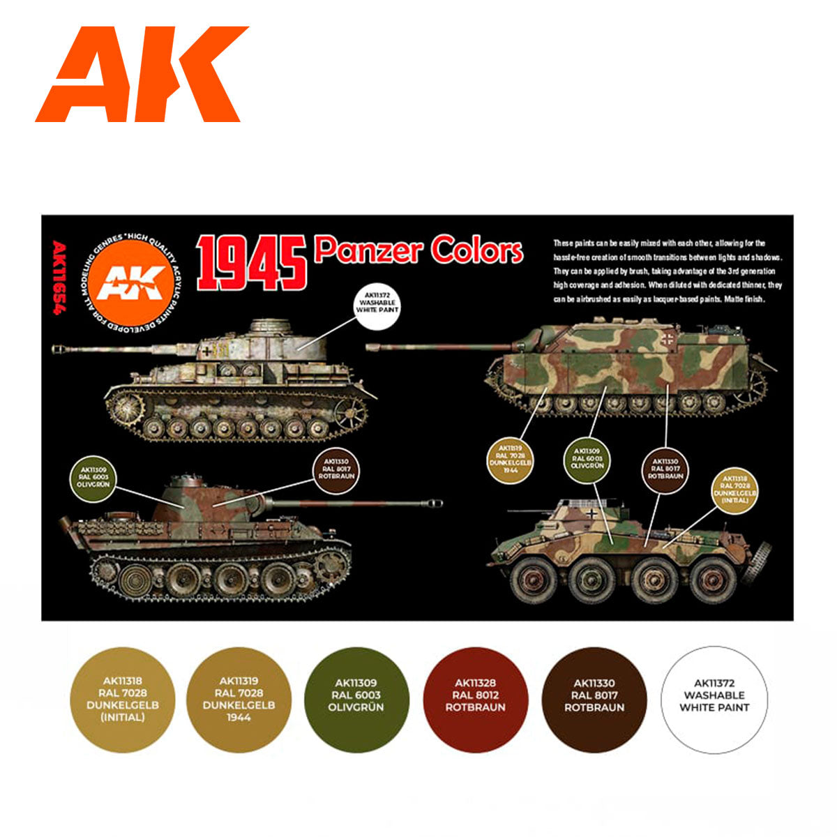 AK Interactive 3rd Gen AFV Paint Set - 1945 Panzer Colors (AK11654)