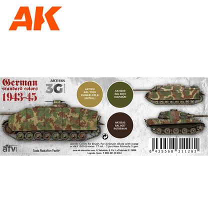 AK Interactive 3rd Gen AFV Paint Set - German Standard Colors 1943-45 Combo (AK11664)