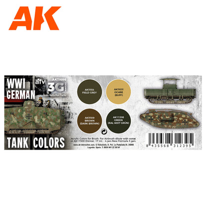 AK Interactive 3rd Gen AFV Paint Set - WWI German Tank Colors (AK11686)