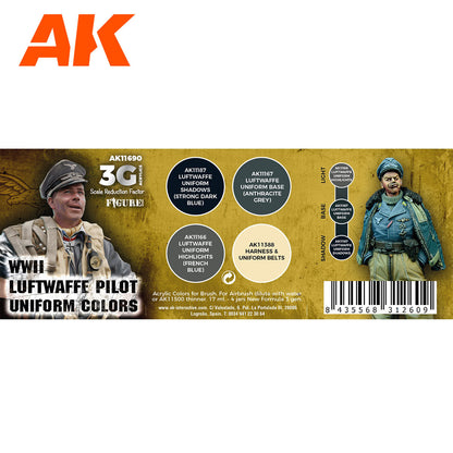 AK Interactive 3rd Gen Aircraft Paint Set - WWII Luftwaffe Uniform Colors (AK11690)