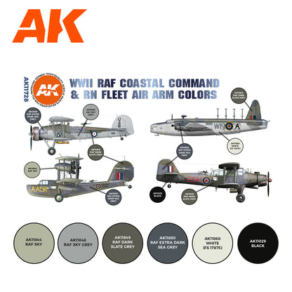 AK Interactive 3rd Gen Aircraft Paint Set - WWII RAF Coastal Command & RN Fleet Air Arm Set (AK11728)