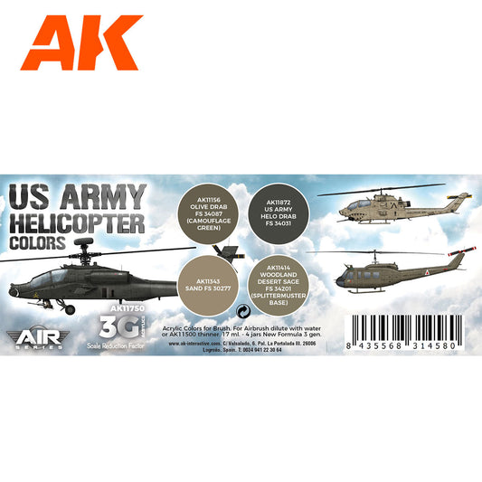 3rd Gen Aircraft Paint Set - US Army Helicopter Colors Set (AK11750)