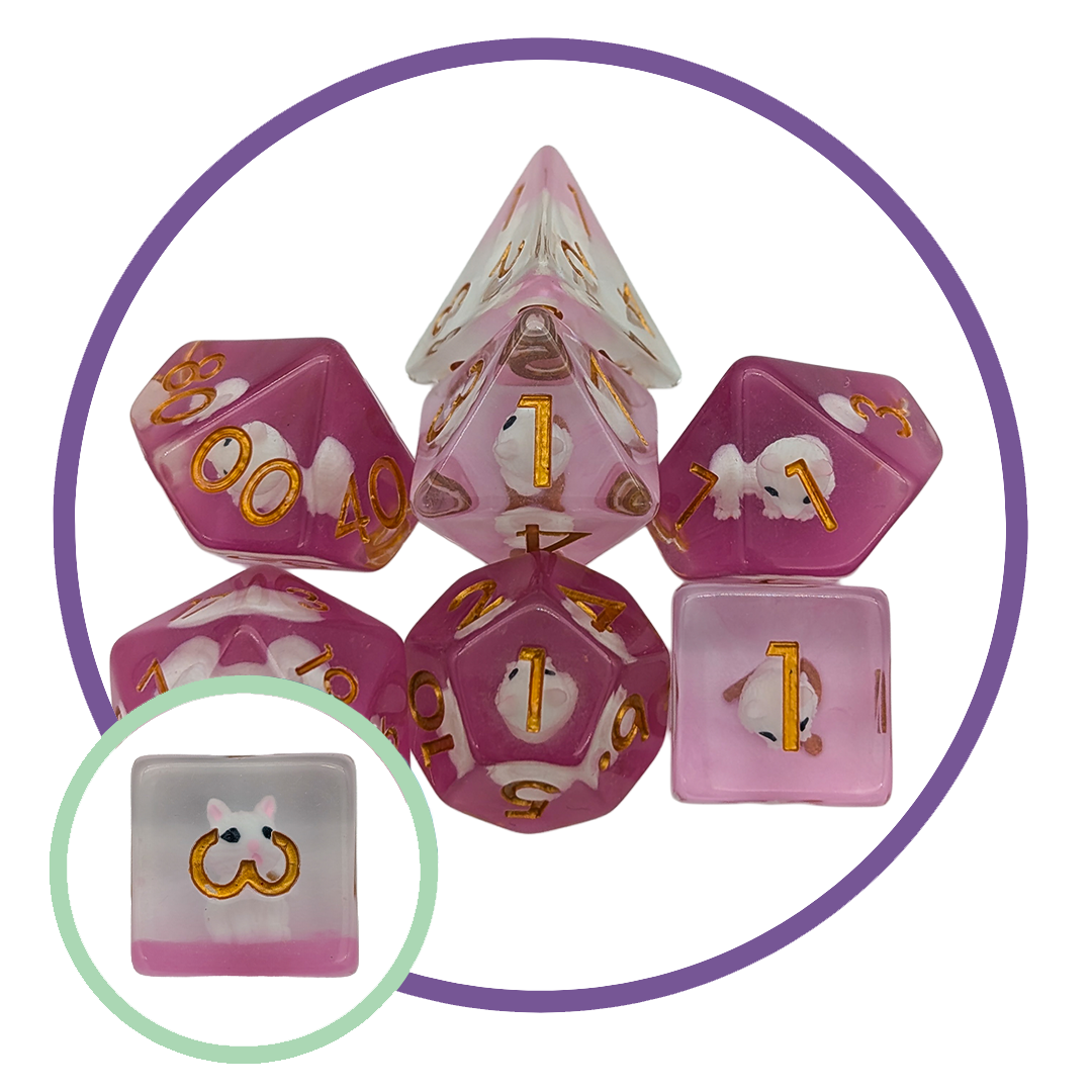 White Cat Inclusion Dice Set