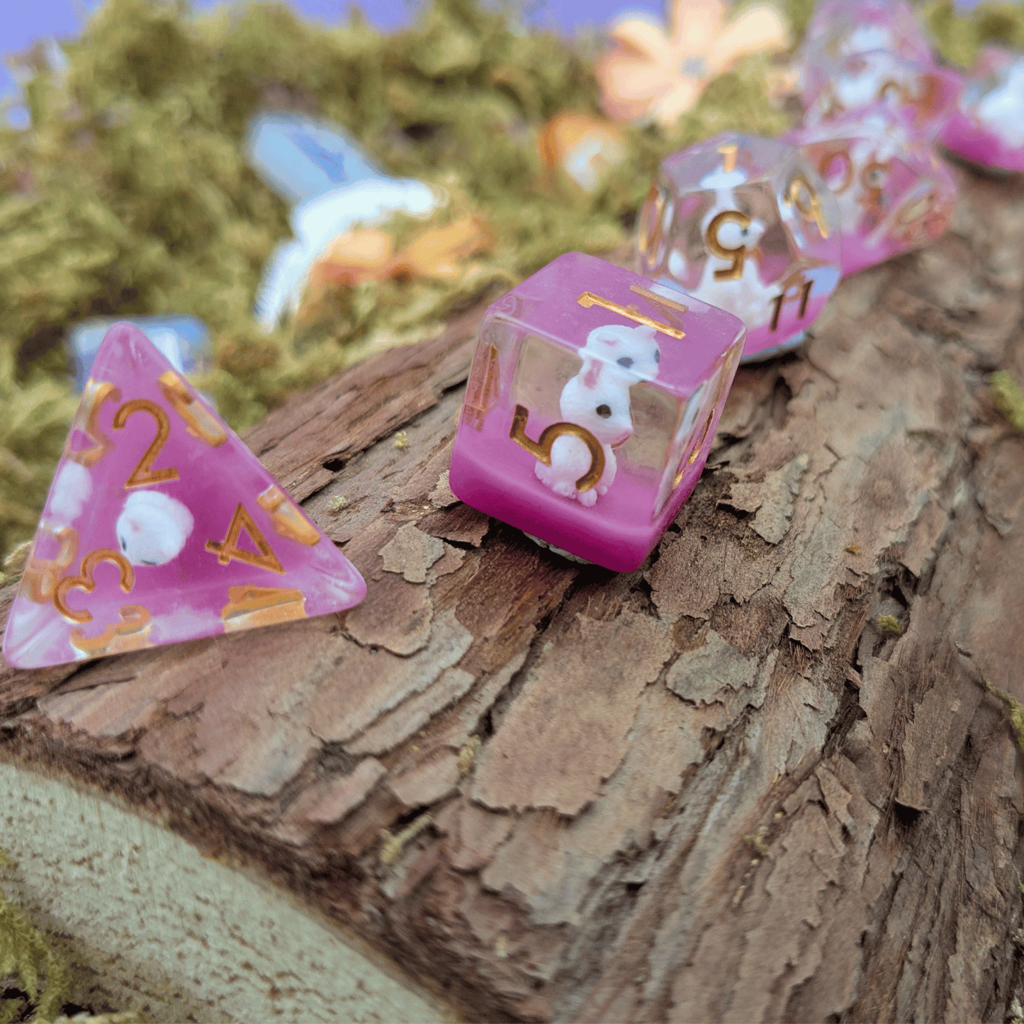White Cat Inclusion Dice Set