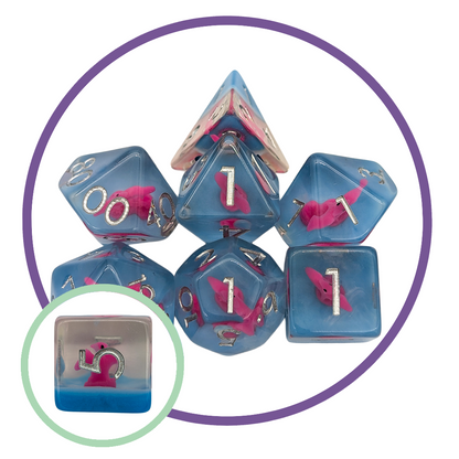 Pink Pterodactyl Inclusion Dice Set