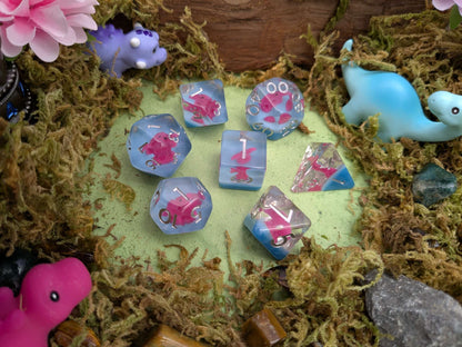 Pink Pterodactyl Inclusion Dice Set