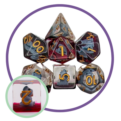 Blue T-Rex Inclusion Dice Set