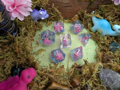Pink T-Rex Inclusion Dice Set