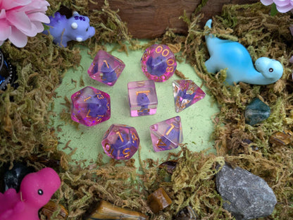 Purple T-Rex Inclusion Dice Set