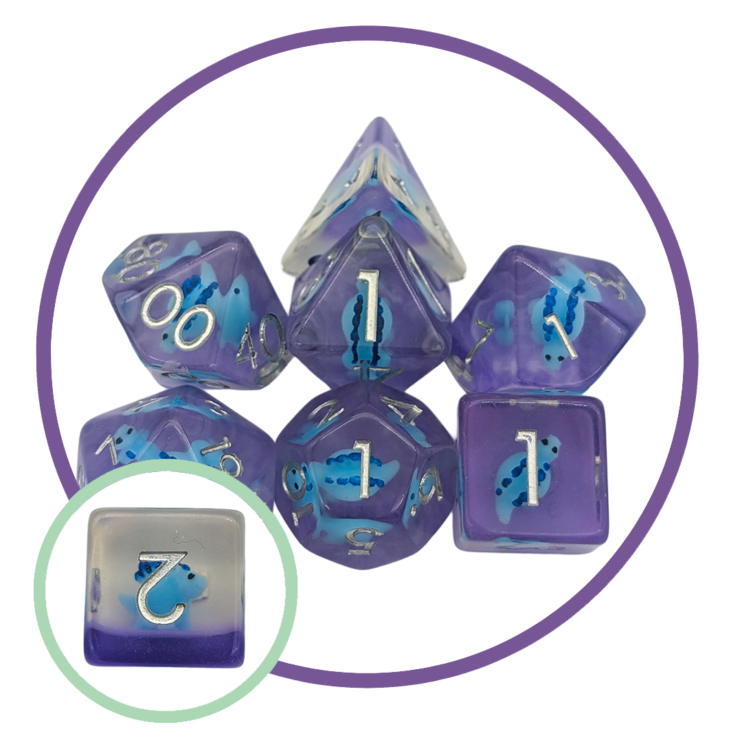 Blue Stegosaurus Inclusion Dice Set