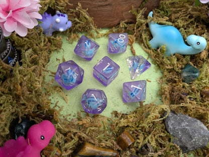 Blue Stegosaurus Inclusion Dice Set
