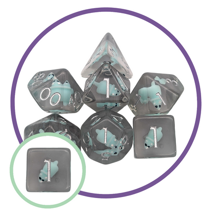 Mint Triceratops Inclusion Dice Set
