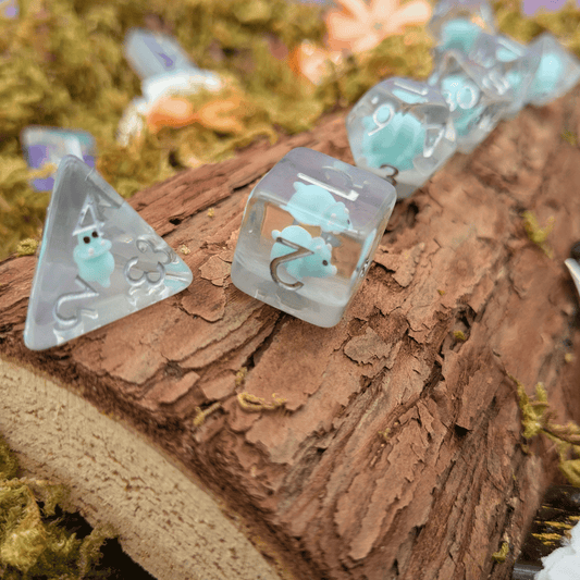 Mint Triceratops Inclusion Dice Set