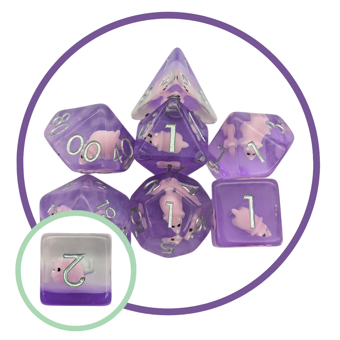Pink Triceratops Inclusion Dice Set