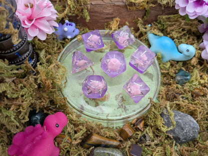 Pink Triceratops Inclusion Dice Set