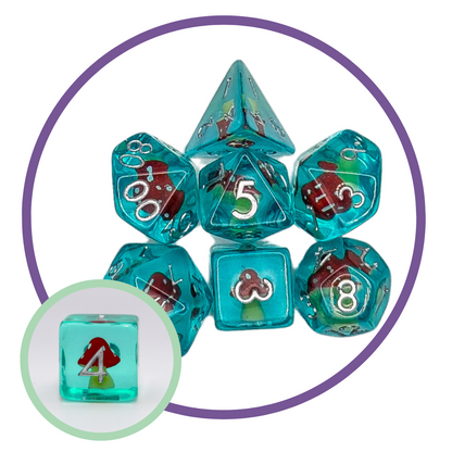 Dark Red Capped Mushrooms Inclusion Dice Set