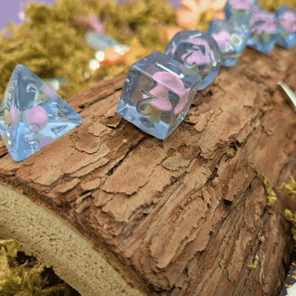 Blue Pink Mushroom Dice Set