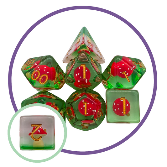Light Red Capped Mushrooms Inclusion Dice Set