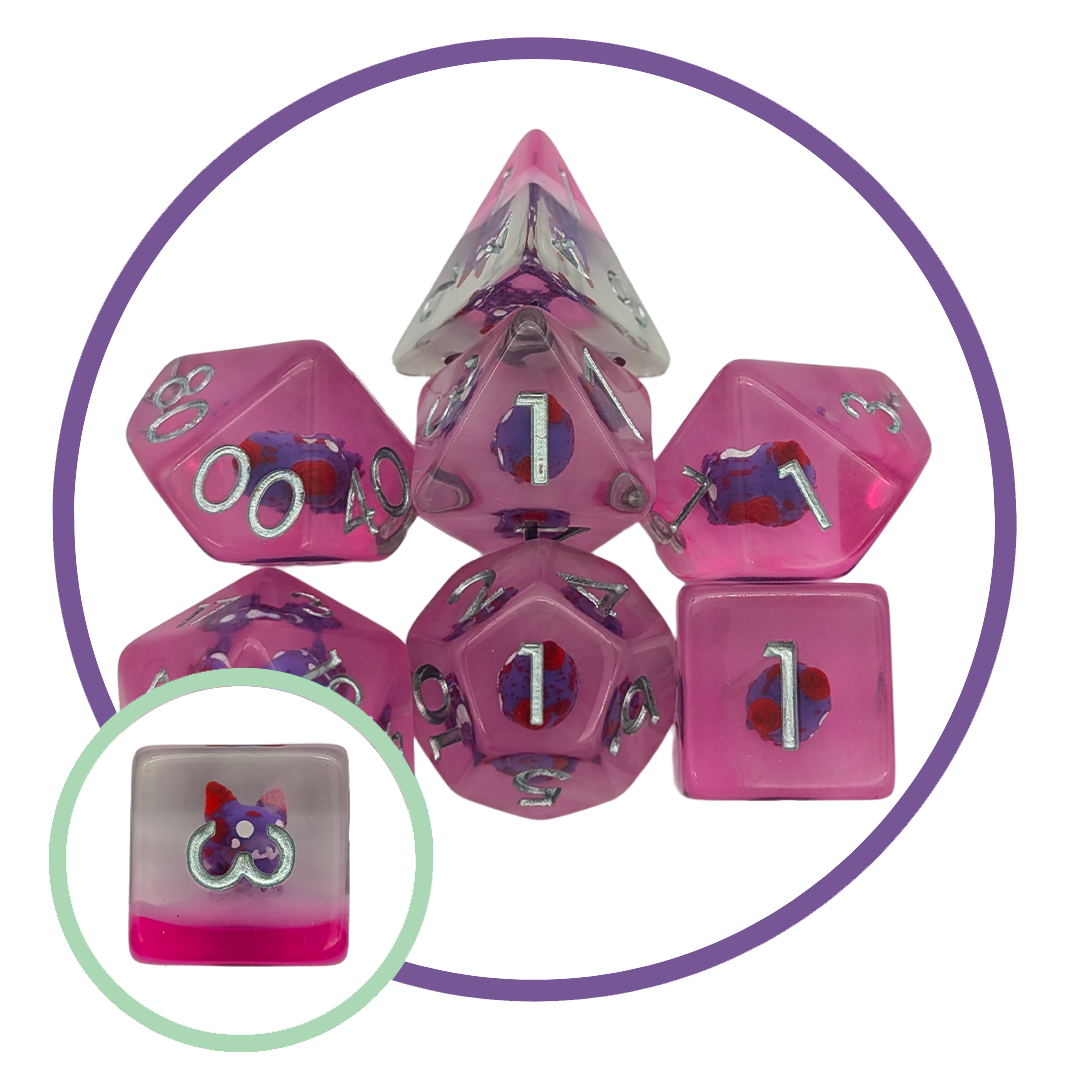 Pink Devil Inclusion Dice Set