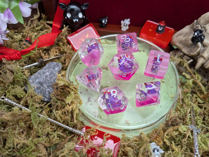 Pink Devil Inclusion Dice Set