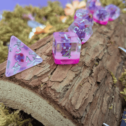 Pink Devil Inclusion Dice Set