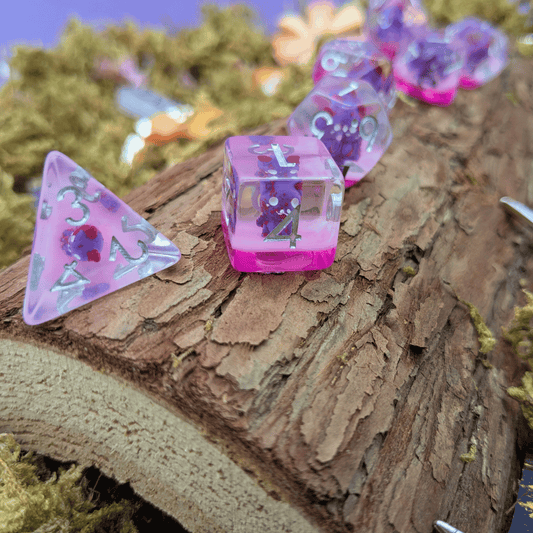Pink Devil Inclusion Dice Set