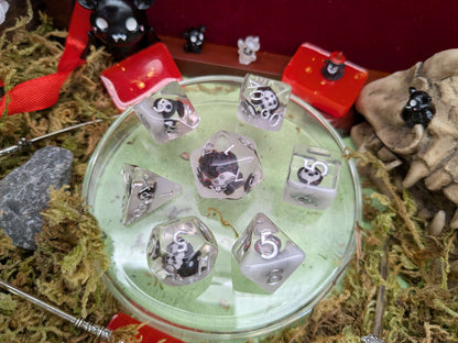 Black and White Grim Reaper Inclusion Dice Set
