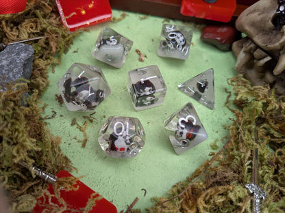 Black and White Grim Reaper Inclusion Dice Set