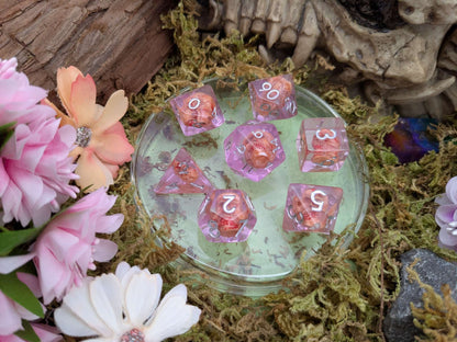 Pink Skull Inclusion Dice Set