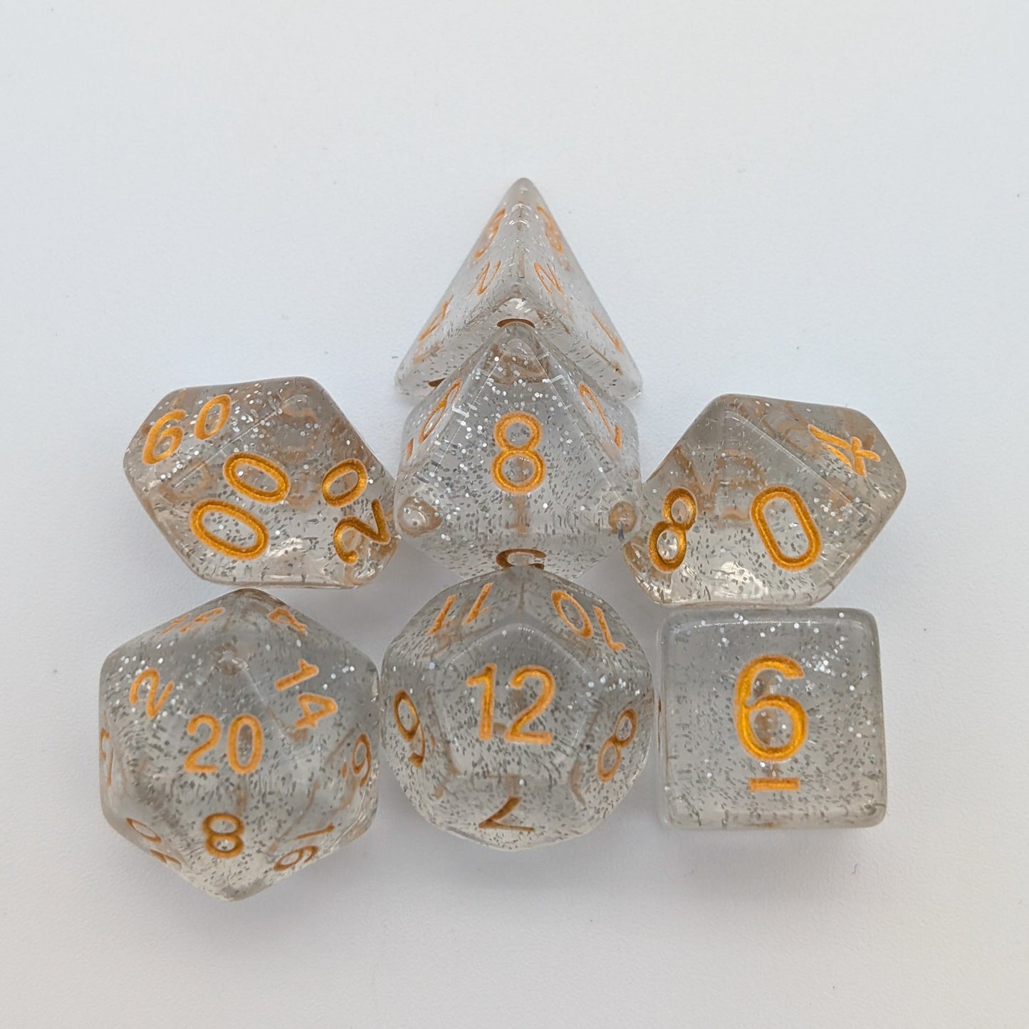Silver and Gold Glitter Dice Set