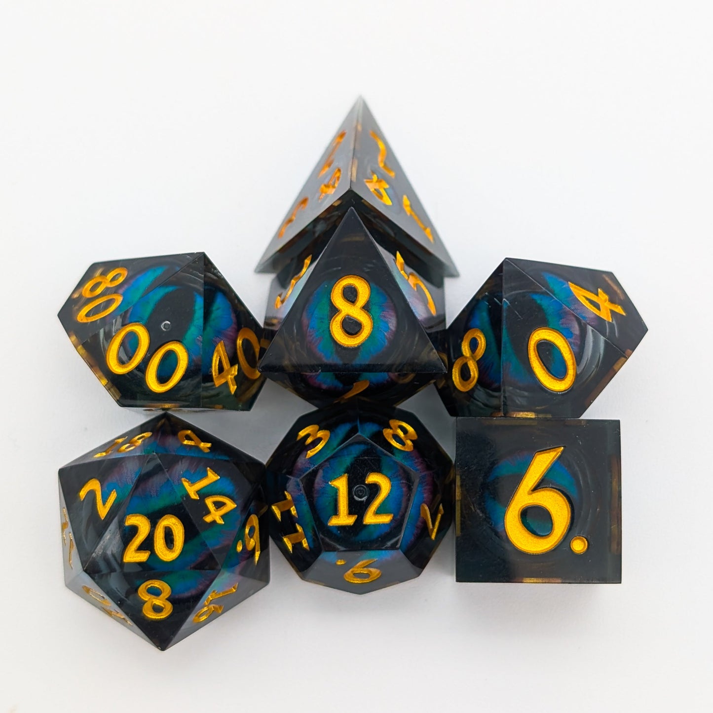 Snake Eye Purple and Blue Liquid Core Dice Set