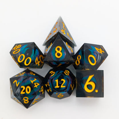 Snake Eye Purple and Blue Liquid Core Dice Set