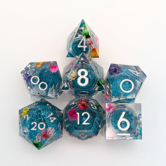 Print Flower Liquid Core Dice Set