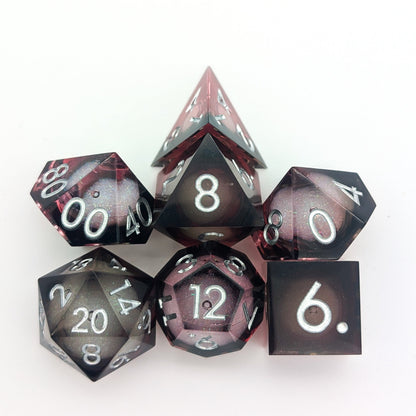 Shimmer Red and Black Liquid Core Dice Set